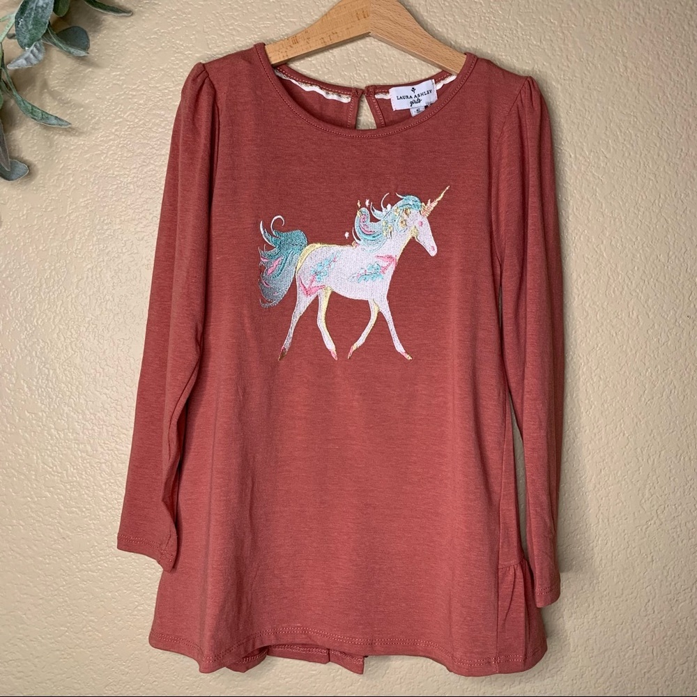 Laura Ashley ~ Long Sleeve Embroidered Unicorn Top